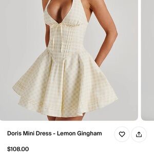 Yellow and White Halter Fit and Flare Mini Dress